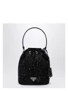 Prada Women's Re-nylon Mini Bag With Embroidery In Black