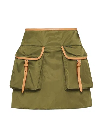 Prada Women's Re-nylon Miniskirt In Loden Green