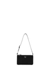 Prada Logo Small Leather Shoulder Bag In Black