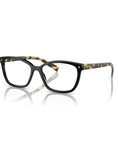 Prada Women's Rectangle Eyeglasses, Pr 15zv In Black