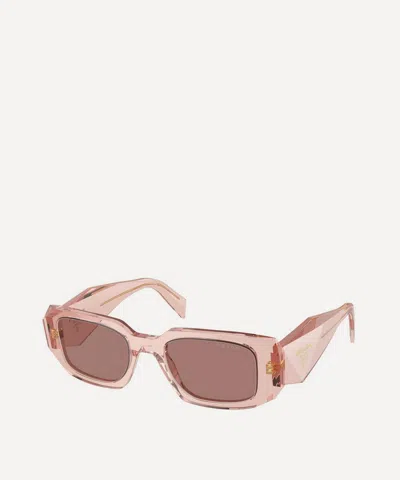 Prada Womens Pink Pr 17ws Rectangular-frame Acetate Sunglasses In Light Brown