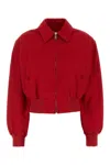 Prada Jackets With Long Sleeves And Ribbed Hem In Red