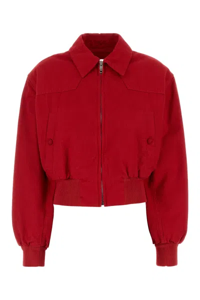 PRADA PRADA WOMEN RED DENIM BOMBER JACKET