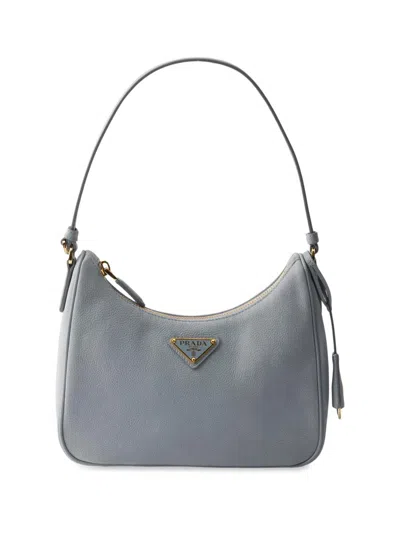 Prada Re-edition 2005 Nubuck And Saffiano Leather Mini-bag In Blue