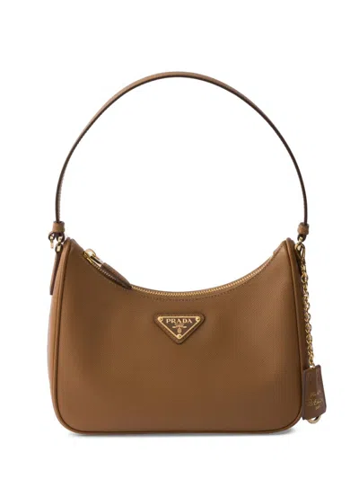 Prada Re-edition 2005 Saffiano-leather Mini Bag In Brown