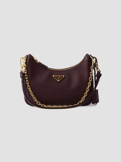 Prada Re-edition Mini Saffiano Leather Bag In Burgundy