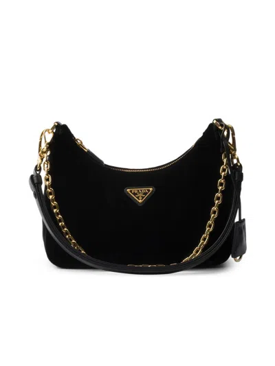 Prada Women's Re-edition Velvet Mini Bag In Black