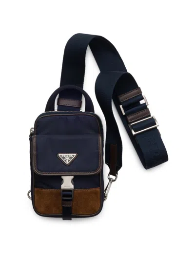 Prada Women's Re-nylon And Leather Smartphone Case In Blue