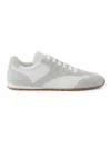 Prada Low Top Sneakers Rubber Sole Suede Panels In White