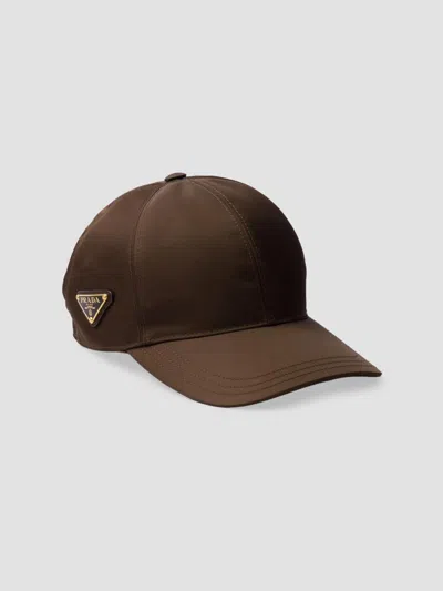 Prada Women's Re-nylon Baseball Cap In Dark Brown
