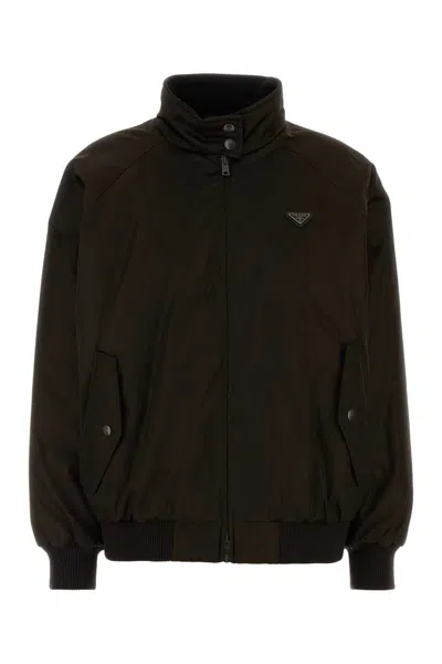 Prada Women's Re-nylon Bomber Jacket In Brown