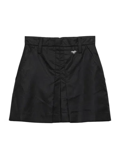 Prada Women's Re-nylon Mini Skirt In Black