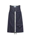 Prada Women Navy Blue Re-nylon Mini Dress In Blue