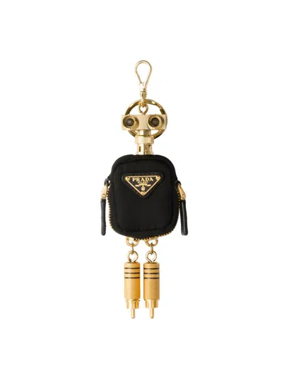 Prada Women's Re-nylon Robot Bag Charm In Black