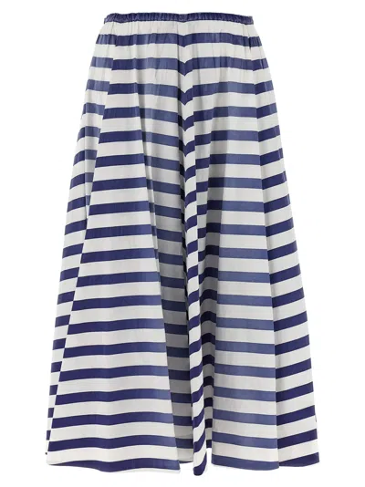 Prada Women Retro Striped Skirt In Blue