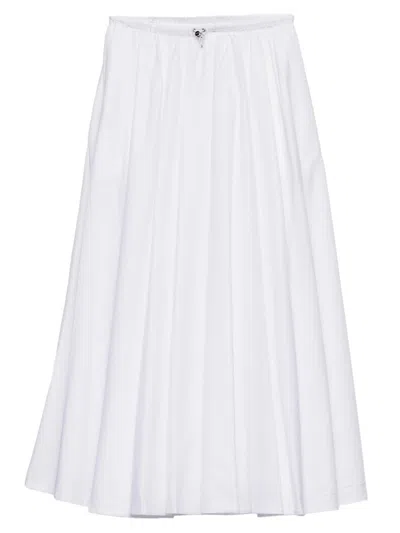 Prada Reversible Cotton Jersey And Re-nylon Circle Skirt In White