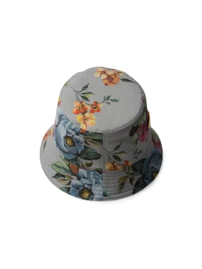 Prada Women's Reversible Printed Cotton Bucket Hat In Metal