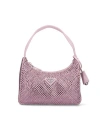 Prada Womens Pink Crystal-embellished Satin Shoulder Bag In Pink