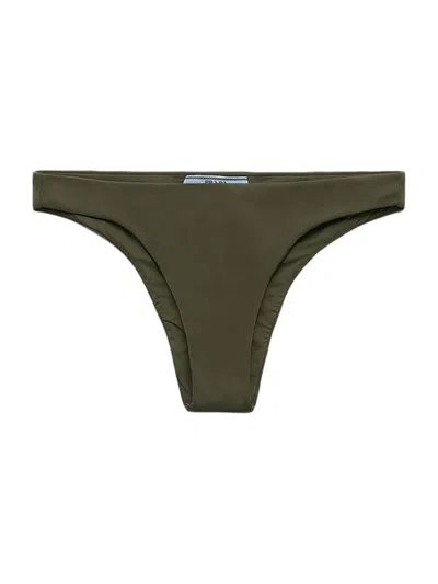 Prada Women's Ribbed Knit Bikini Bottom In Green
