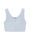 Prada Crop-top Aus Rippstrick In Blue