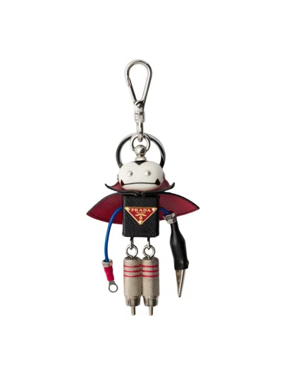 Prada Women's Robot Saffiano Leather Bag Charm In Black