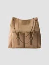 Prada Route Large Leather Bag In Brown