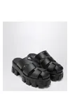 Prada Monolith Platform Fisherman Sandals In Black
