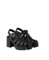 Prada Rubber Platform Sandals In Black