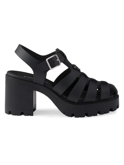 Prada Sandals Buckle Detail Chunky Sole Open Toe In Black