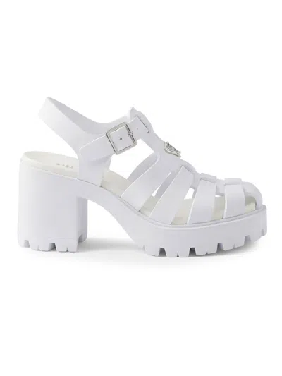 Prada Women's Rubber Platform Sandals In White