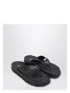 Prada Soft Cage Vinyl Thong Sandals In Black