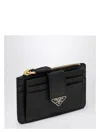 Prada Black Saffiano And Smooth Leather Card Case In Black