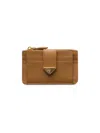 Prada Saffiano And Smooth Leather Card Holder In Brown