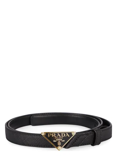 Prada Women's Saffiano Belt With Triangle Logo