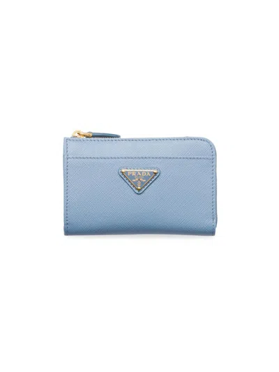 Prada Women's Saffiano Keychain Card Case In Blue