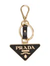 Prada Women Portachiavi Logo Triangolo Saffiano In Multicolor