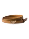 Prada Triangle-logo Leather Belt In Brown
