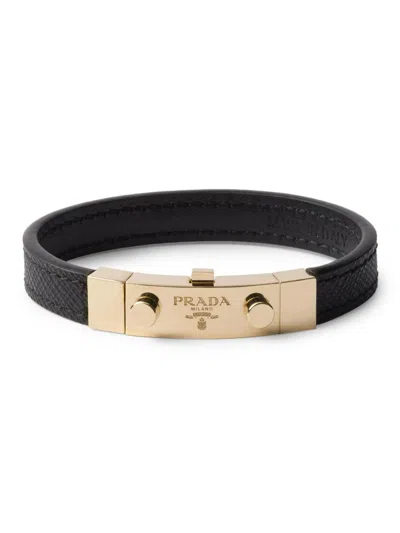 Prada Women's Saffiano Leather Bracelet In Black