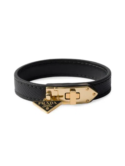 Prada Women's Saffiano Leather Bracelet In Black
