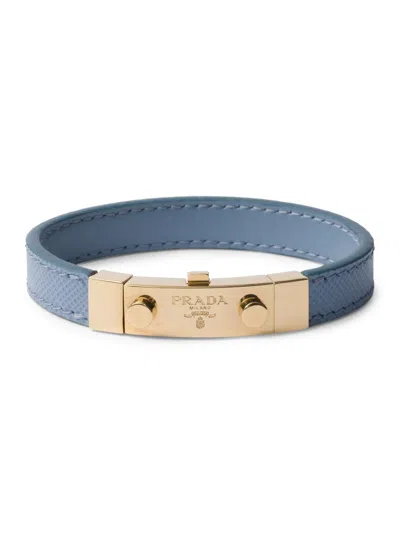 Prada Women's Saffiano Leather Bracelet In Blue