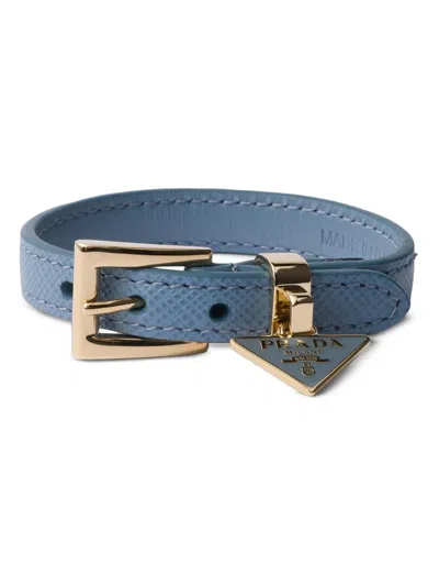 Prada Women's Saffiano Leather Bracelet In Blue