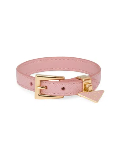 Prada Women's Saffiano Leather Bracelet In Pink