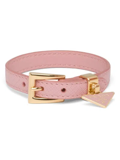 Prada Women's Saffiano Leather Bracelet In Pink