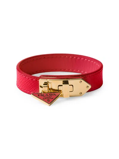 Prada Women's Saffiano Leather Bracelet In Red