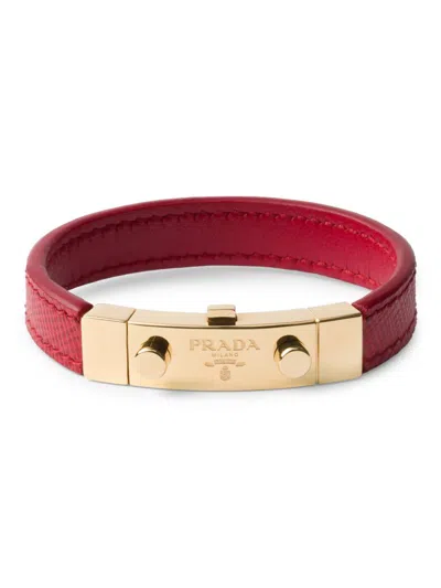Prada Women's Saffiano Leather Bracelet In Red