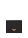 Prada Textured Black Wallet With Triangular Logo Emblem In Multicolor