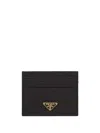 Prada Women Saffiano Leather Card Holder In Black