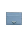 Prada Triangle-logo Card Holder In Blue