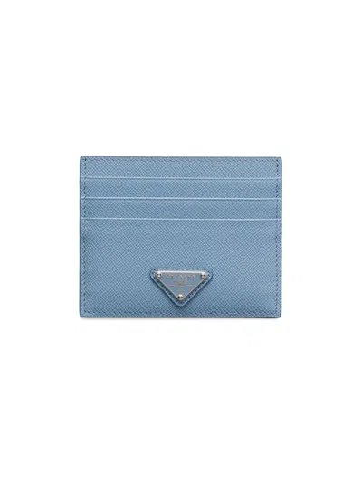 Prada Triangle-logo Card Holder In Blue