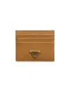 Prada Women's Saffiano Leather Card Holder In Brown